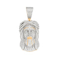 Sterling Silver Round Moissanite Jesus Religious Pendant RP+GP 3-3/4 Cttw