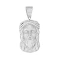 Sterling Silver Round Moissanite Jesus Religious Pendant RP 7-1/2 Cttw