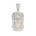 Sterling Silver Round Moissanite Jesus Religious Pendant RP+GP 7-1/2 Cttw