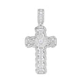 Sterling Silver Round Moissanite Cross Religious Pendant RP 4-1/5 Cttw