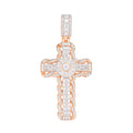 Sterling Silver Round Moissanite Cross Religious Pendant RP+PP 4-1/5 Cttw