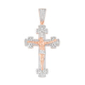 Sterling Silver Round Moissanite Cross Religious Pendant RP+PP 5-1/2 Cttw