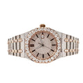 Moissanite Stainless Steel Watch Rose Two Tone Steel Band 22-1/3 Cttw