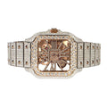 Moissanite Stainless Steel Rose Two Tone Band Mens Watch 20-1/5 Cttw