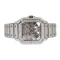 Moissanite Stainless Steel White Band Mens Watch 20-1/5 Cttw