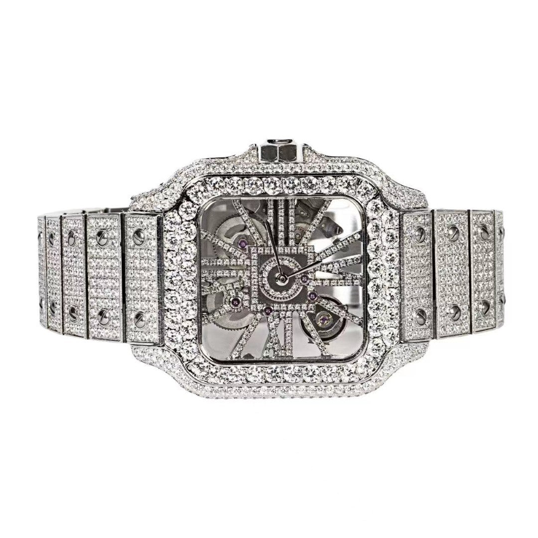 Moissanite Stainless Steel White Band Mens Watch 20-1/5 Cttw