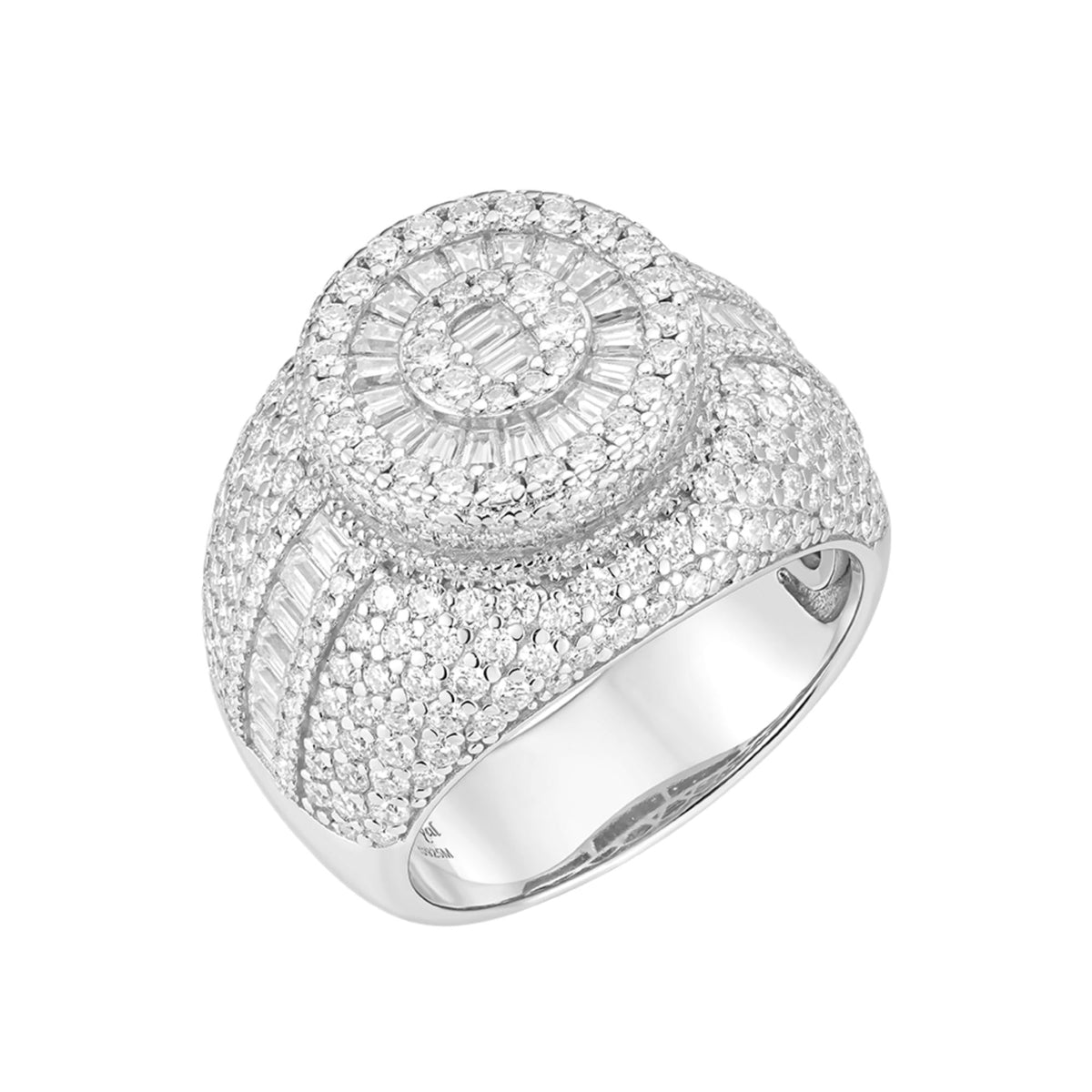 Sterling Silver Round Moissanite Designer SZ 10 Mens Ring RP 5-1/2 Cttw