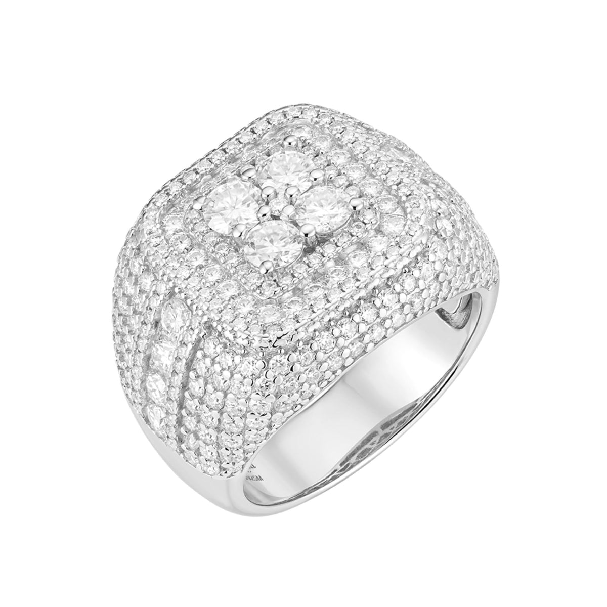 Sterling Silver Round Moissanite Designer SZ 10 Mens Ring  SZ 10 RP 4-7/8 Cttw