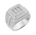 Sterling Silver Round Moissanite Designer SZ 10 Mens Ring RP 5-1/4 Cttw