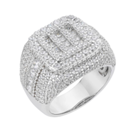 Sterling Silver Round Moissanite Designer SZ 10 Mens Ring RP 5-1/4 Cttw