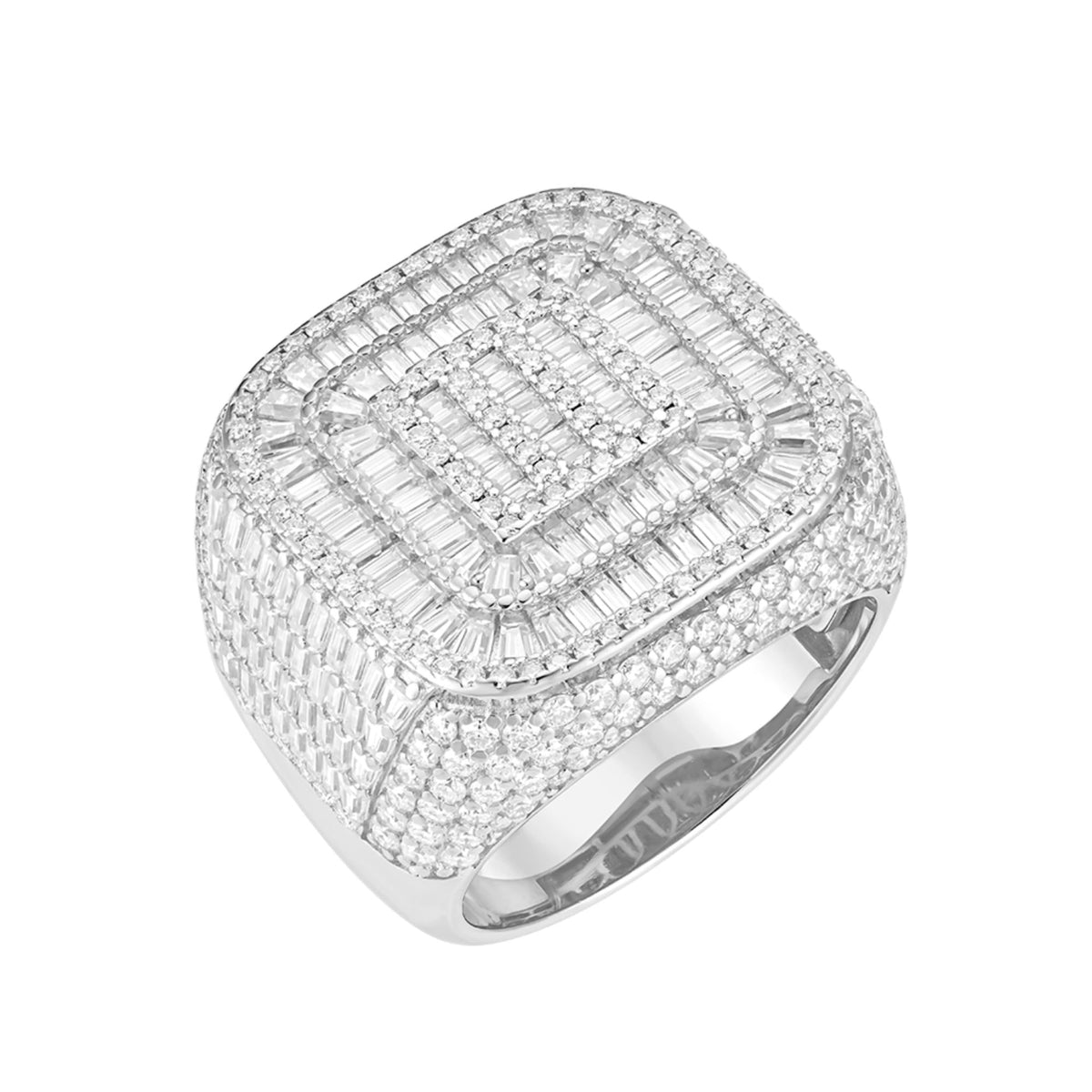 Sterling Silver Round Moissanite Designer SZ 10 Mens Ring RP 7-1/2 Cttw