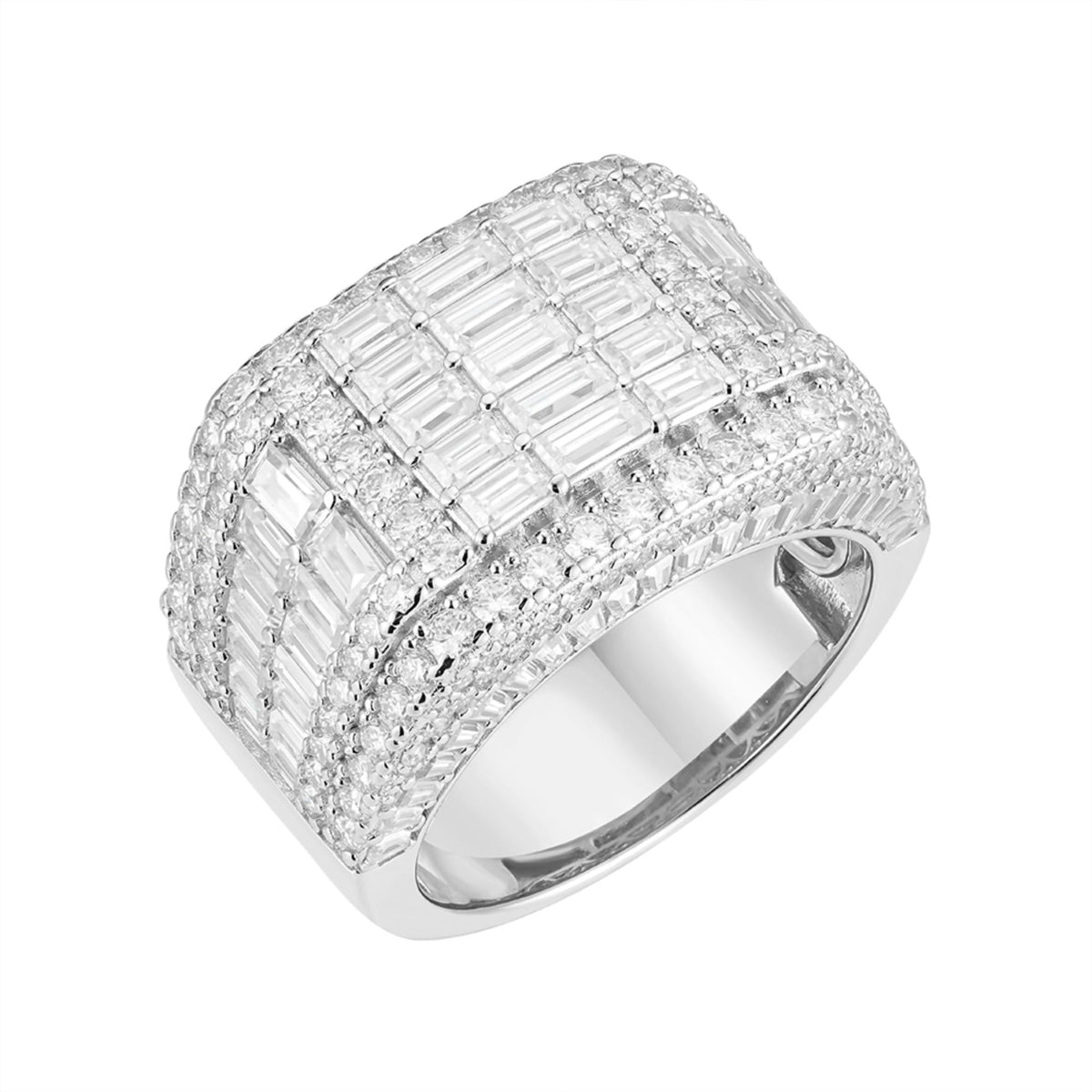 Sterling Silver Round Moissanite Designer SZ 10 Mens Ring RP 7-1/2 Cttw