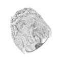 Sterling Silver Round Moissanite Jesus Religious SZ 10 Mens Ring RP 4-5/8 Cttw