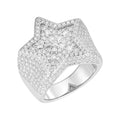 Sterling Silver Round Moissanite Star Designer SZ 10 Mens Ring RP 3-7/8 Cttw