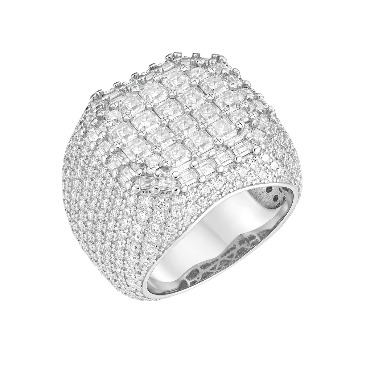 Sterling Silver Round Moissanite Designer SZ 10 Mens Ring RP 9-1/5 Cttw