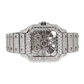 Stainless Steel CZ White Tone Automatic Mens Watch