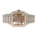 Stainless Steel CZ Rose Two Tone Automatic Mens Watch