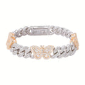 Sterling Silver Round Baguette Moissanite Butterfly Designer 7 Inch Bracelet RP+GP 5-3/4 Cttw