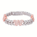 Sterling Silver Round Baguette Moissanite Butterfly Designer 7 Inch Bracelet RP+PP 5-3/4 Cttw