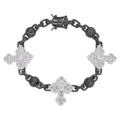 Sterling Silver Round Baguette Moissanite Cross Religious 8 Inch Bracelet RP+BP 10-1/6 Cttw