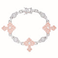 Sterling Silver Round Baguette Moissanite Cross Religious 8 Inch Bracelet RP+PP 10-1/6 Cttw
