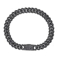 Sterling Silver 8mm Round Black Moissanite Miami Cuban 8 Inch Mens Bracelet BP+BP 5 Cttw