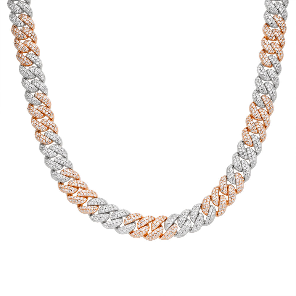 Sterling Silver Moissanite 10mm Cuban Chain 22 Inch Necklace RP+PP 13-5/8 Cttw
