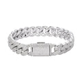 Sterling Silver Moissanite 12mm Cuban Bracelet 8 Inch RP 7-3/4 Cttw
