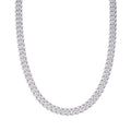Sterling Silver Round Big Stone in Center Surrounded with Small Stones 10mm Moissanite Cuban Chain 22Inch Necklace RP 18-3/8 Cttw