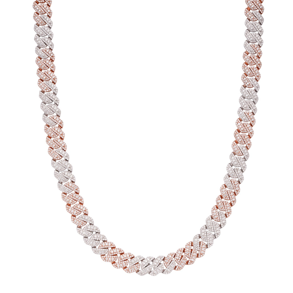 Sterling Silver Round Big Stone in Center Surrounded with Small Stones 10mm Moissanite Cuban Chain 22Inch Necklace RP+PP 18-3/8 Cttw