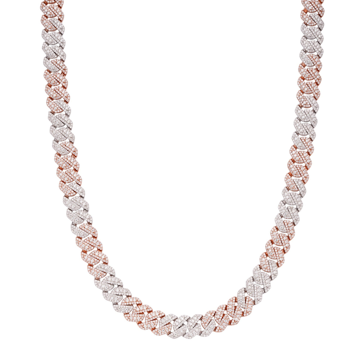 Sterling Silver Round Big Stone in Center Surrounded with Small Stones 10mm Moissanite Cuban Chain 22Inch Necklace RP+PP 18-3/8 Cttw