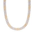 Sterling Silver Round Big Stone in Center Surrounded with Small Stones 12mm Moissanite Cuban Chain 22Inch Necklace RP+GP 30 Cttw