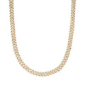 Sterling Silver Round Moissanite 22 Inch Snake Cuban Chain Necklace GP 15-5/8 Cttw