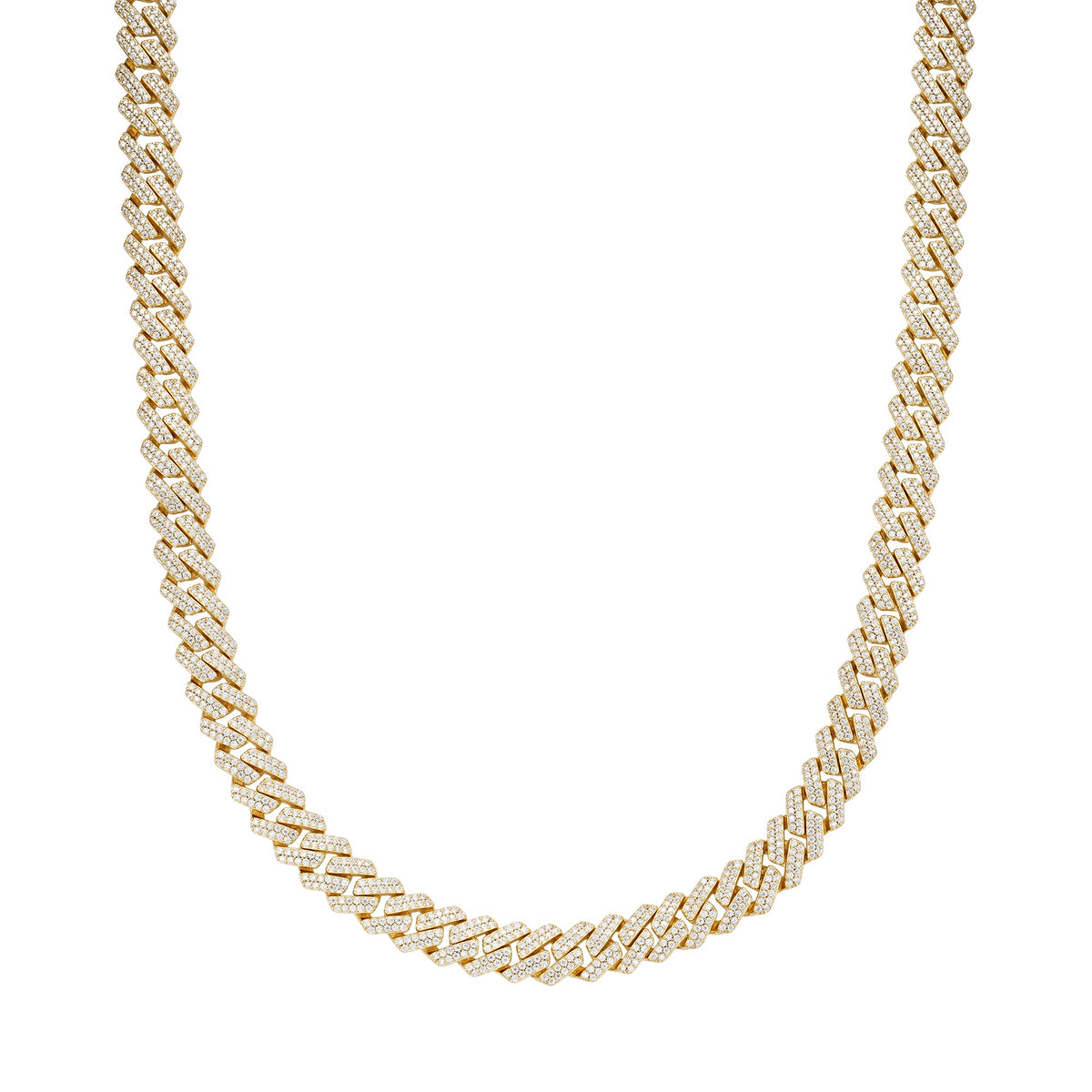 Sterling Silver Round Moissanite 22 Inch Snake Cuban Chain Necklace GP 15-5/8 Cttw