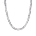 Sterling Silver Round Moissanite 22 Inch Snake Cuban Chain Necklace RP 15-5/8 Cttw