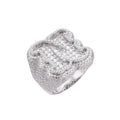 Sterling Silver Round Baugette Moissanite Albhabet N letter Initial SZ 10 Mens Ring RP 8-3/4 Cttw