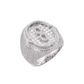 Sterling Silver Round Baugette Moissanite Albhabet O letter Initial SZ 10 Mens Ring RP 6-3/8 Cttw