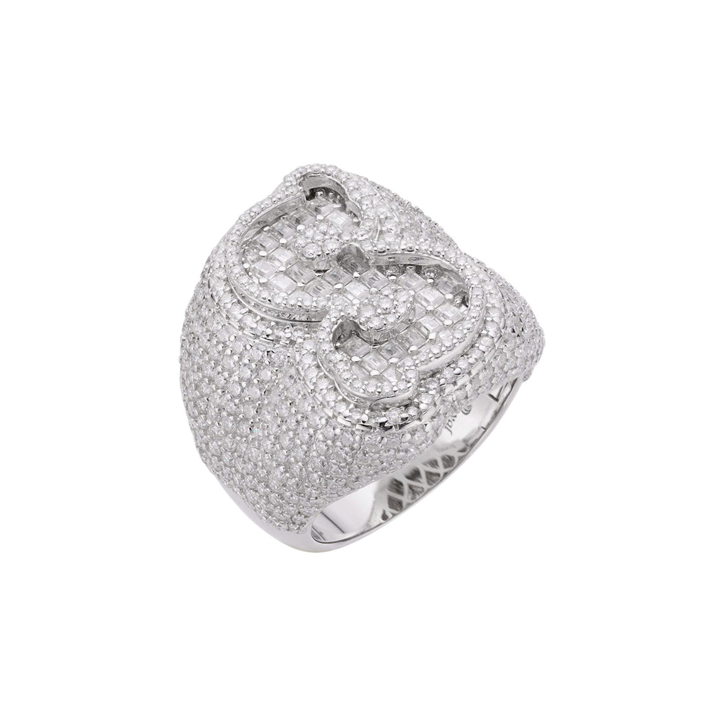 Sterling Silver Round Baugette Moissanite Albhabet S letter Initial SZ 10 Mens Ring RP 7-3/8 Cttw