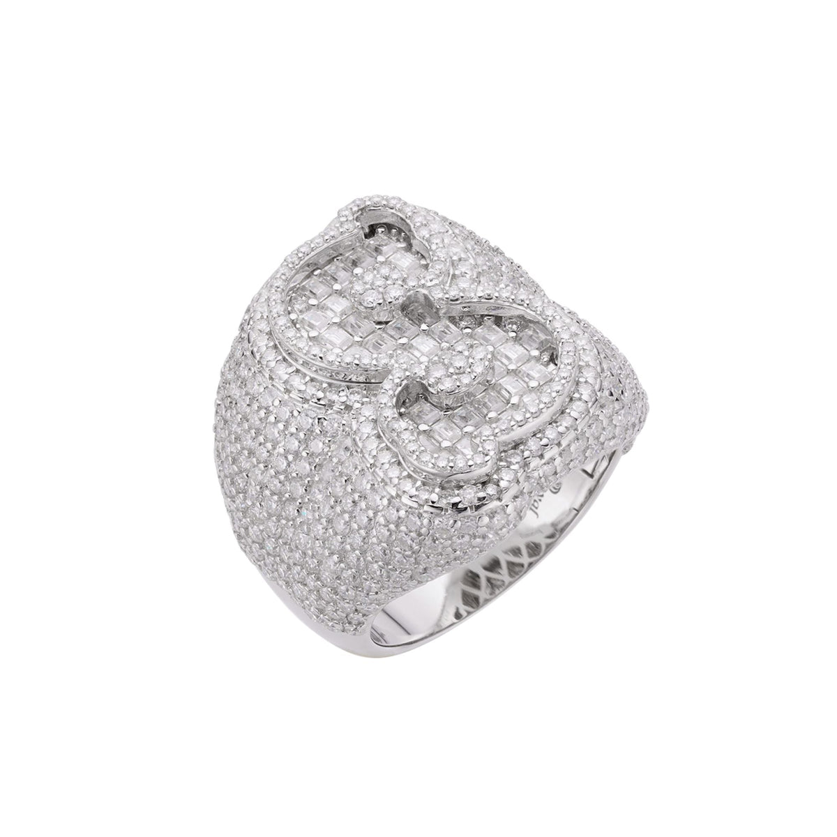 Sterling Silver Round Baugette Moissanite Albhabet S letter Initial SZ 10 Mens Ring RP 7-3/8 Cttw