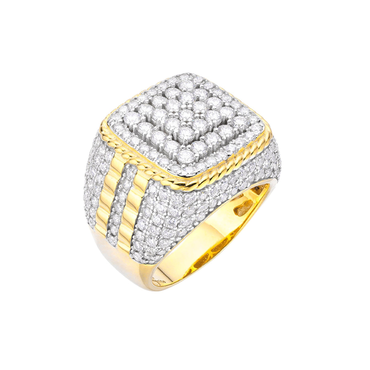 Sterling Silver Round Moissanite Designer Sz 9 Mens Ring 3-7/8 Cttw RP+GP