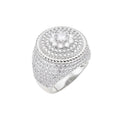Sterling Silver Round Moissanite Halo Designer Sz 9 Mens Ring RP 4-1/8 Cttw