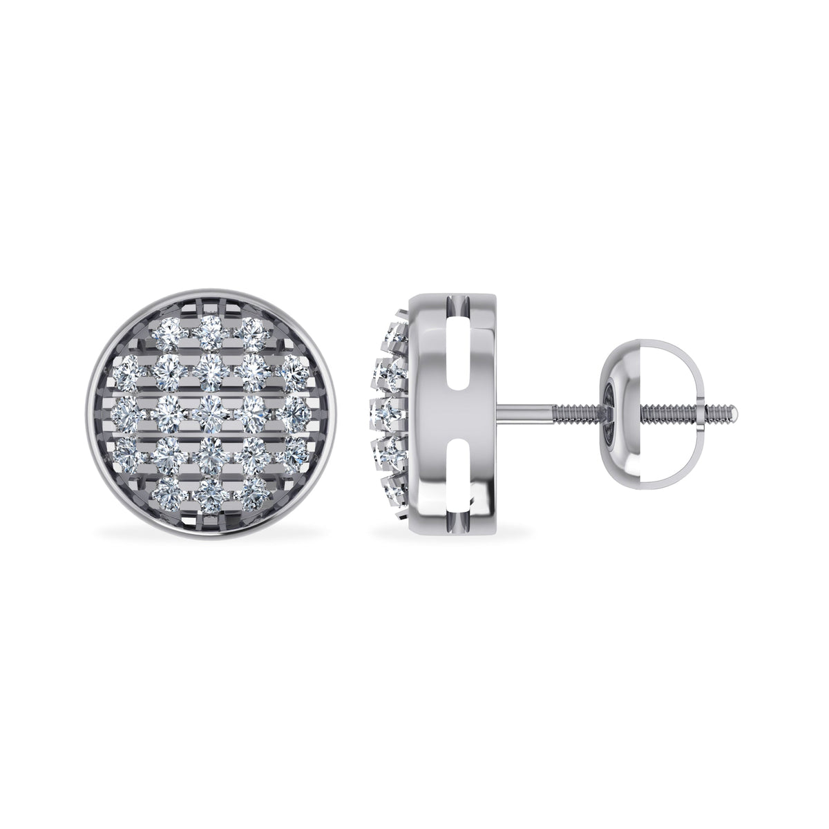 10K White Gold Round Diamond Stud Earrings 1/8 Cttw