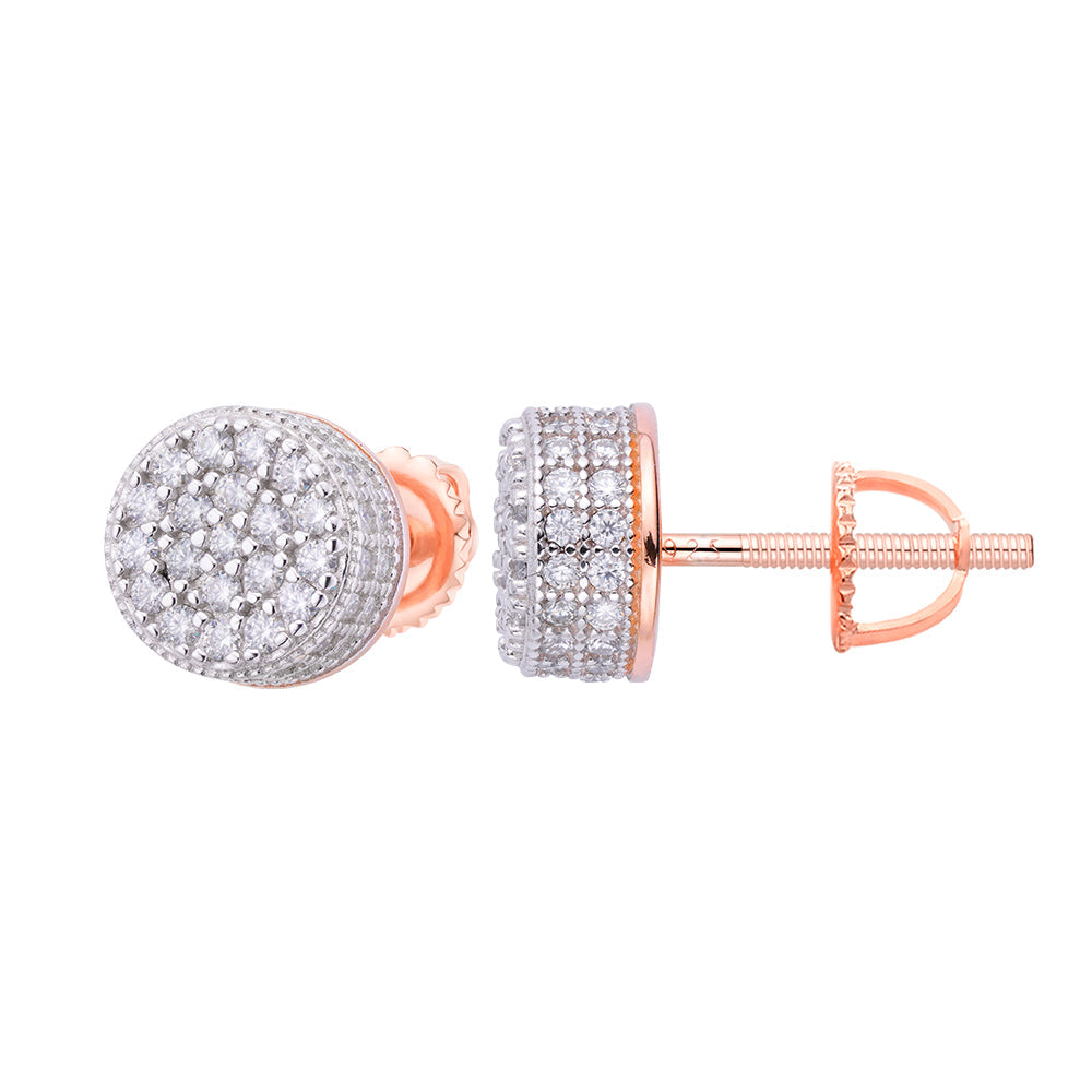 Sterling Silver Round Moissanite Cluster Designer Stud Earrings RP+PP 7/8 Cttw