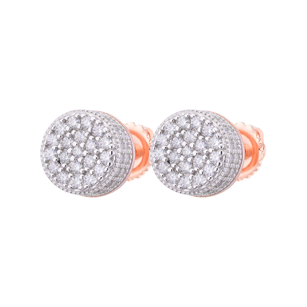 Sterling Silver Round Moissanite Cluster Designer Stud Earrings RP+PP 7/8 Cttw