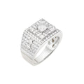 Sterling Silver Round Baguette Moissanite Square Shape Designer Sz 9 Mens Ring RP 2-3/8 Cttw