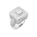 Sterling Silver Round Baguette Moissanite Square Shape Designer Sz 7 Mens Ring RP 6-1/3 Cttw