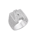 Sterling Silver Round Baguette Moissanite Cluster Initial A Letter Mens Ring 10 RP 5 Cttw