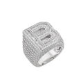 Sterling Silver Round Baguette Moissanite Cluster Initial B Letter Mens Ring 10 RP 5-1/5 Cttw