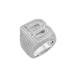 Sterling Silver Round Baguette Moissanite Cluster Initial B Letter Mens Ring 10 RP 5-1/5 Cttw