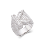 Sterling Silver Round Baguette Moissanite Cluster Initial K Letter Mens Ring 10 RP 5 Cttw